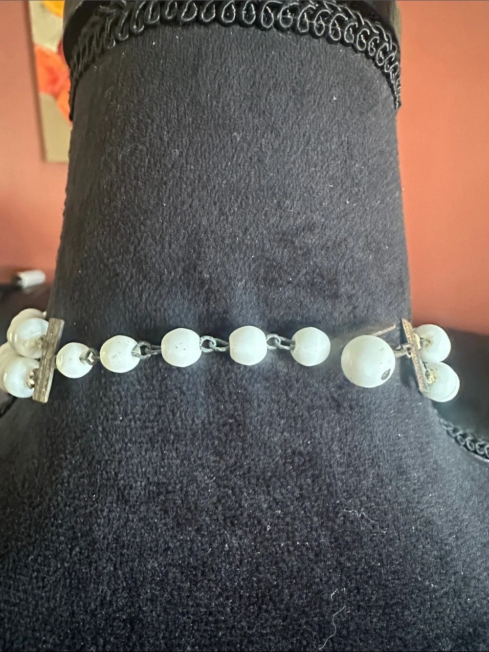 Vintage 1950s -1960s Multi strand Milk Glass bead necklace
